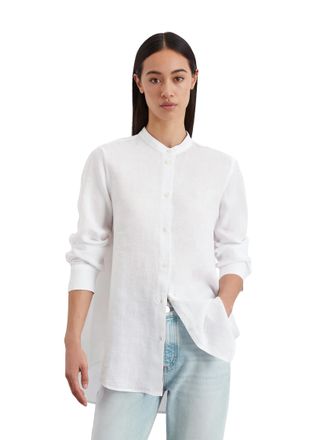 Marc O'Polo Langarmbluse MARC OPOLO, Damen, Gr. 32, weiss (wei&szlig;), Web, Obermaterial: 100% Leinen, regular fit, Manschette, Blusen Langarmbluse