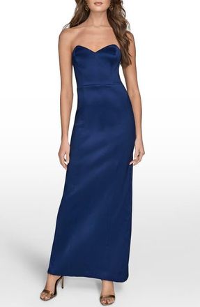 DKNY Strapless Satin Gown in Sapphire at Nordstrom, Size 14