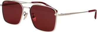 Gucci Mens Sunglasses Gg1957sa Silver-Red Silver-Silver-Red Metal Silver/silver/red