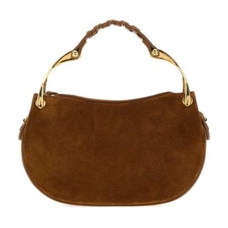 Alexander McQueen Wishbone Mini Top-Handle Bag - Dames - Handtassen - Bruin - ONE Size - Su&egrave;de - Tassen