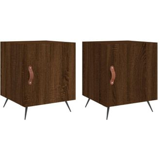 vidaXL Vidaxl - Mesitas Noche 2 Uds Madera Ingenier&iacute;a Marr&oacute;n Roble 40x40x50 Cm
