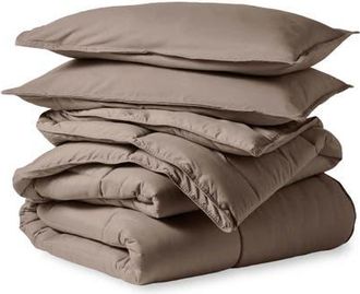 Bare Home All-Season Down Alternative Comforter Set - Oversized King in Taupe at Nordstrom