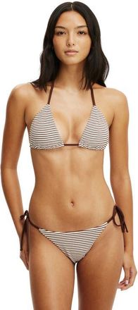 Cotton On Womens String Tie Side Brazilian Bikini Bottom in Terry Stripe Brown at Nordstrom, Size X-Small