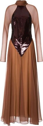 Alberta Ferretti sequined-bodice gown - Brown