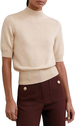 Reiss Aria Mock Neck Cotton & Wool Sweater in Neutral at Nordstrom, Size X-Large
