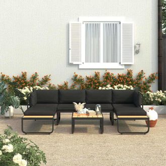 vidaXL Set Divano da Giardino 4 pz ad Angolo Cuscini in Alluminio WPC