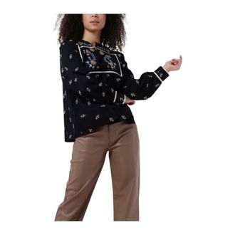 Sofie Schnoor Overhemden, Dames, Veelkleurig, S, Zwarte Blouse Damesmode