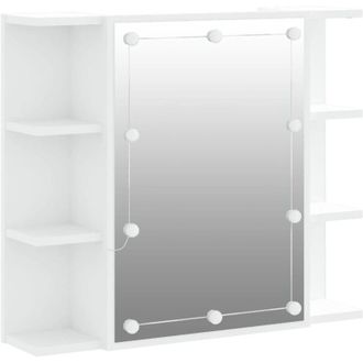 vidaXL Mueble Con Espejo Y Luces Led Blanco 70x16,5x60 Cm Vidaxl