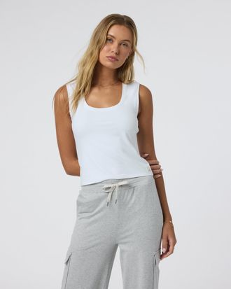 Vuori Clothing Halo Essential Scoop Tank Top | White | XS, Size Extra Small