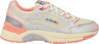 Autry Silver Peach Panelled Hyperway Low-Top Sneakers