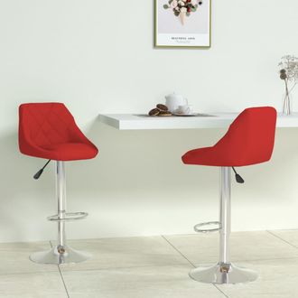 vidaXL Taburetes De Cocina 2 Unidades Cuero Sint&eacute;tico Rojo Vino Tinto Vidaxl