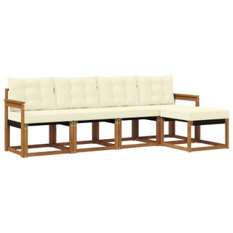vidaXL Conjunto De Sof&aacute;s De Exterior Con Coj&iacute;n 5 Pcs Natural Y Crema Vidaxl