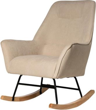 Koketto Home Sillón mecedora tapizado beige y patas de roble