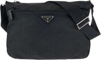 Prada Pre-owned Nylon Tessuto Triangle Logo Schoudertas - Dames - Vintage Schoudertas - Zwart - ONE Size - Nylon - Vintage