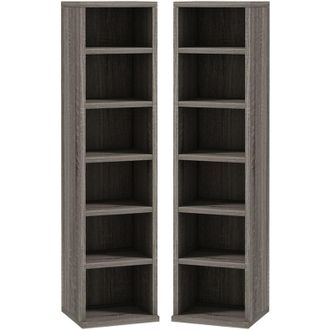 HOMCOM Set 2 Librerie Porta CD con Mensole Regolabili 21x22.5x88.5cm Grigio