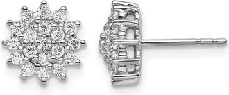 Diamond2Deal 14k Gold 0.55 ct Lab Grown Diamond Cluster Stud Earrings VS Clarity, G-H Color