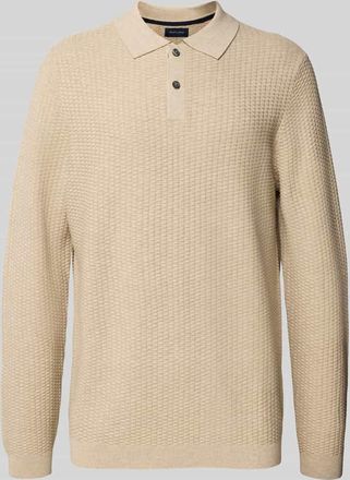 Christian Berg Strickpullover mit Polokragen in Sand Melange, Größe 3XL