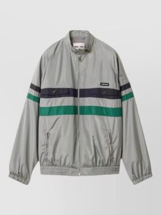 Miu Miu technical silk coat color block design