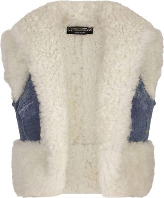 Dolce & Gabbana denim cropped gilet - women - Cotton/Lambs Wool - 40 - Blue
