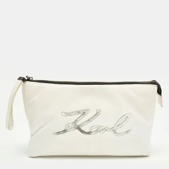 Karl Lagerfeld K/signature Soft Double White Leather Pouch