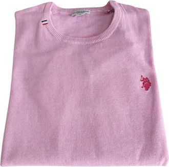 U.S.Polo Association Maglia Girocollo in Cotone - Heren - Ronde hals truien - Roze - L - Katoen - Truien & Vesten