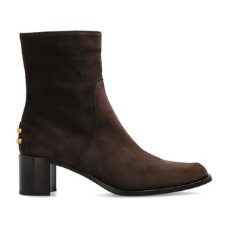 Tod's Su&egrave;de enkellaarsjes met hak - Dames - Schoenen - Bruin - Maat: 37 EU Su&egrave;de