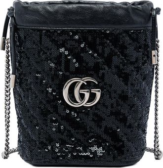 Gucci Pre-owned Gucci Small GG Marmont Sequined Diagonal Matelasse Calfskin Bucket Bag Ladies M167OAMW3C6SY524