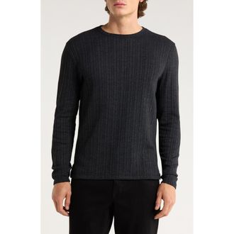John Varvatos Fern Feeder Stripe Rib Long Sleeve T-Shirt in Black at Nordstrom, Size Xx-Large