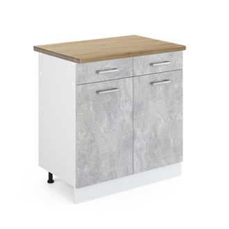 Vicco Mueble Bajo De Cocina R-line, Hormig&oacute;n, 80 Cm, Et Roble