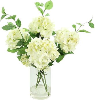 Creative Displays Inc. White Hydrangea Flower Arrangement In Glass Vase With Acrylic Water
