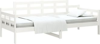 vidaXL Sof&aacute; Cama Madera Maciza De Pino Blanco 90x190 Cm Vidaxl