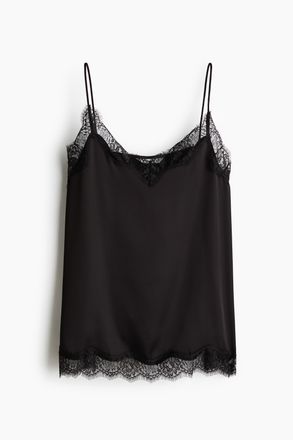 H&M Tr&auml;gertop mit Spitze - Schwarz