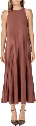 English Factory Pleated Knit Sleeveless Maxi Dress in Chocolate Brown at Nordstrom, Size X-Small