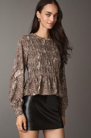 Pilcro Long-Sleeve Smocked Top