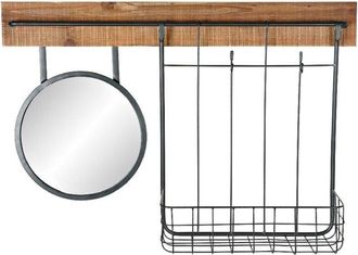 DKD Home Decor Specchio da parete DKD Home Decor Nero Metallo Brad Specchio (80 x 15 x 20 cm)