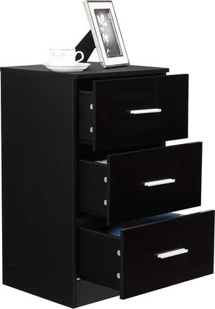 Costway Costway - Mesita De Noche/mesa Auxiliar/archivador Con 3 Cajones/armario De Almacenamiento Gabinete Mueble Para Oficina Hogar
