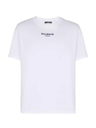 Balmain White Embroidered Logo T-shirt