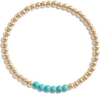 Nashelle Turquoise Stone & Bead Stretch Bracelet in Gold Fill at Nordstrom, Size 6.5