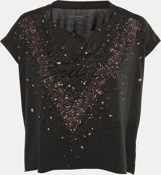 AllSaints Black Celestial Print Jersey T-Shirt