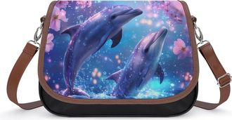 Generic Dolphins Cherry1 Flower Blossomming Crossbody Bag Womens Handbag PU Message Bags Shoulder Purse with Adjustable Strap