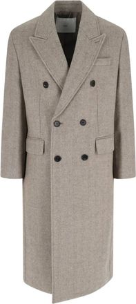 Dunst Cappotto doppiopetto con motivo a spina di pesce - Toni neutri