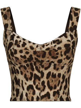 Dolce & Gabbana KIM DOLCE&GABBANA korset top met luipaardprint - Beige
