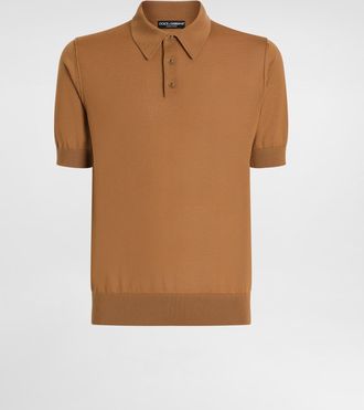 Dolce & Gabbana Fine-gauge Cashmere Polo Shirt - Man Brown 44