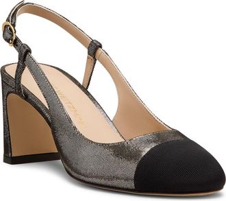 Stuart Weitzman Babette Cap Toe Slingback 60 Pump in Platino/black at Nordstrom, Size 8.5