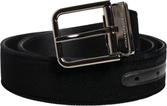Dolce & Gabbana Black Cotton Silver Metal Buckle Mens Belt