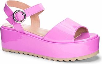 Chinese Laundry Womens Jump Out Patent Platform Sandals In Pink