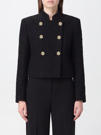 Balmain Blazer corto doppiopetto in tweed con revers classici