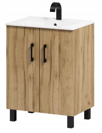 OEM Mueble De Ba&ntilde;o Viki 60 Con Lavabo, Roble Artesanal Dorado