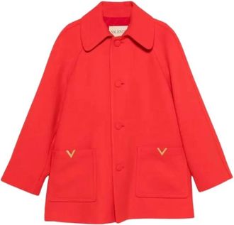 Valentino Garavani Wollen Single-Breasted Jas - Heren - Mantel - Rood - XS - Wol - Jassen