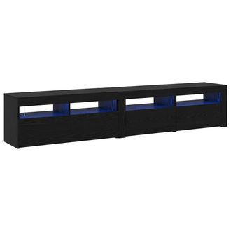 Berkfield Home TV Cabinets 2 pcs with LED Lights Black Oak Engineered Wood